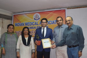 Certificate of appreciation Dr. Chintan Desai Shoulder Surgeon on CME lecture at Indian Medical Association at Haji Ali Mumbai